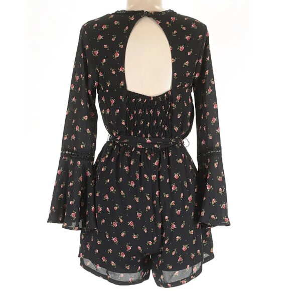 Disney Princess Womens Medium Floral Romper Bell Sleeves - Picture 2 of 6